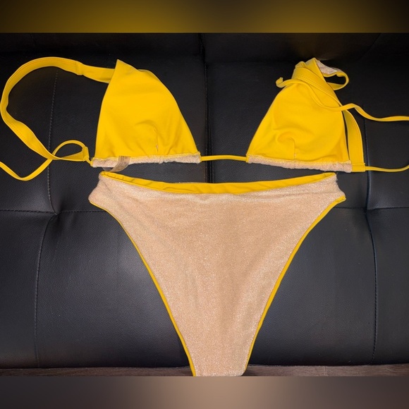 SHEIN Shimmery Yellow 2- piece Set XL - Picture 3 of 3